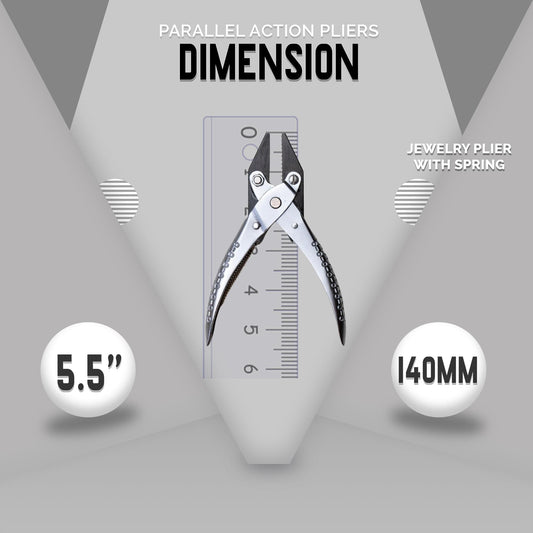 Parallel action flat nose pliers with smooth steel jaws and a return spring