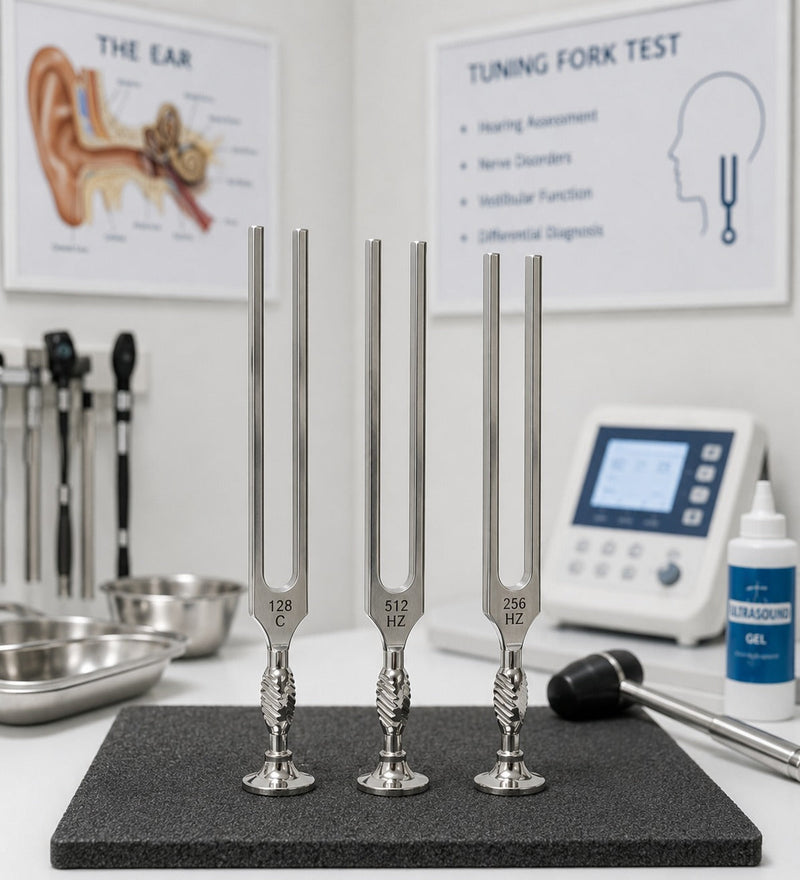 Medical tuning forks 128, 256 and 512 Hz