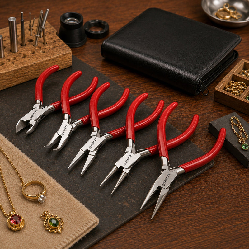 Jewellery plier set with red handles