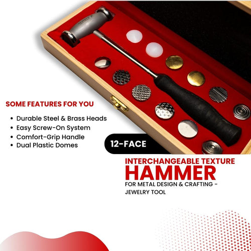 12-Faced Interchangeable Texturing Hammer for Designing Metal Surfaces Jewellery Making Tools Kit