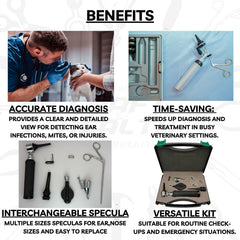 Pro Veterinary Diagnostic Kit - Slit Otoscope for Animal Ear Exams, ENT, Forceps