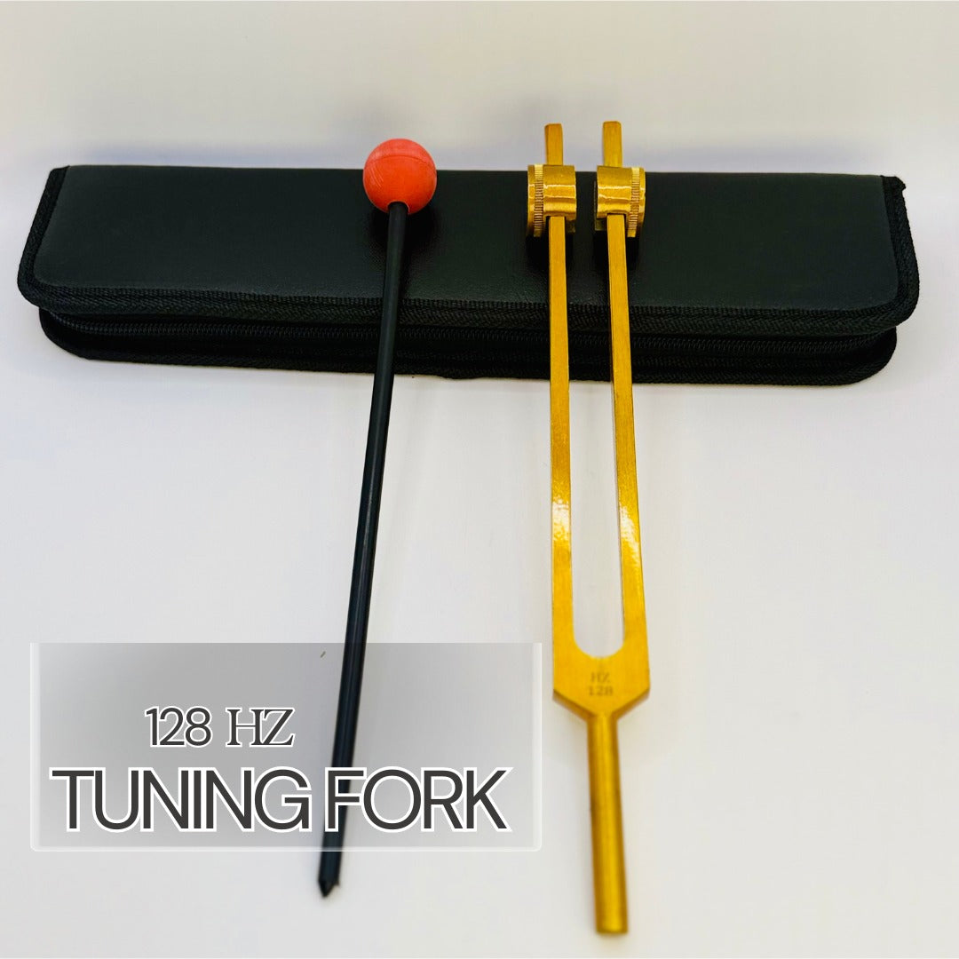 128Hz tuning fork designed for deep stress relief and holistic healing practices.

