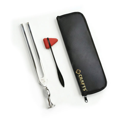 128 Hz medical tuning fork and reflex hammer kit with zip carry case – image 1