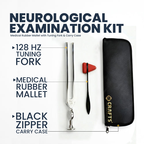 128 Hz medical tuning fork and reflex hammer kit with zip carry case – image 2