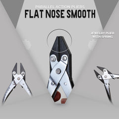 140mm Parallel Action Flat Nose Pliers with Smooth Jaws - 5.5" Jewelry Tool with Spring