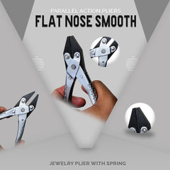 140mm Parallel Action Flat Nose Pliers with Smooth Jaws - 5.5" Jewelry Tool with Spring