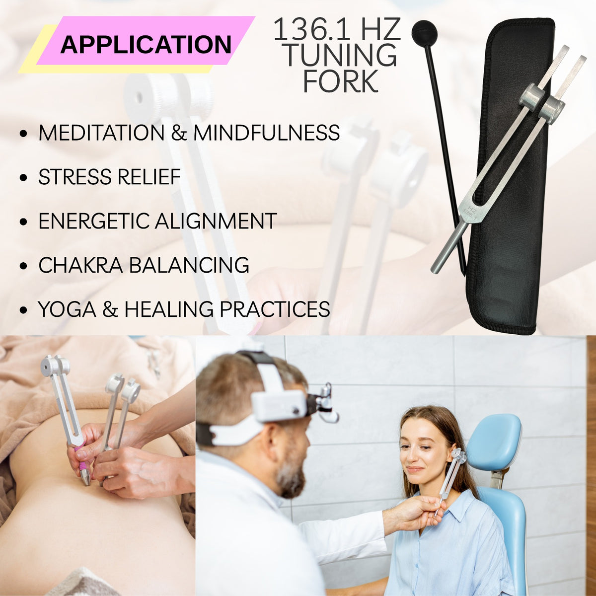 136.1 Hz Weighted Tuning Fork for Meditation and Sound Practice – view 4