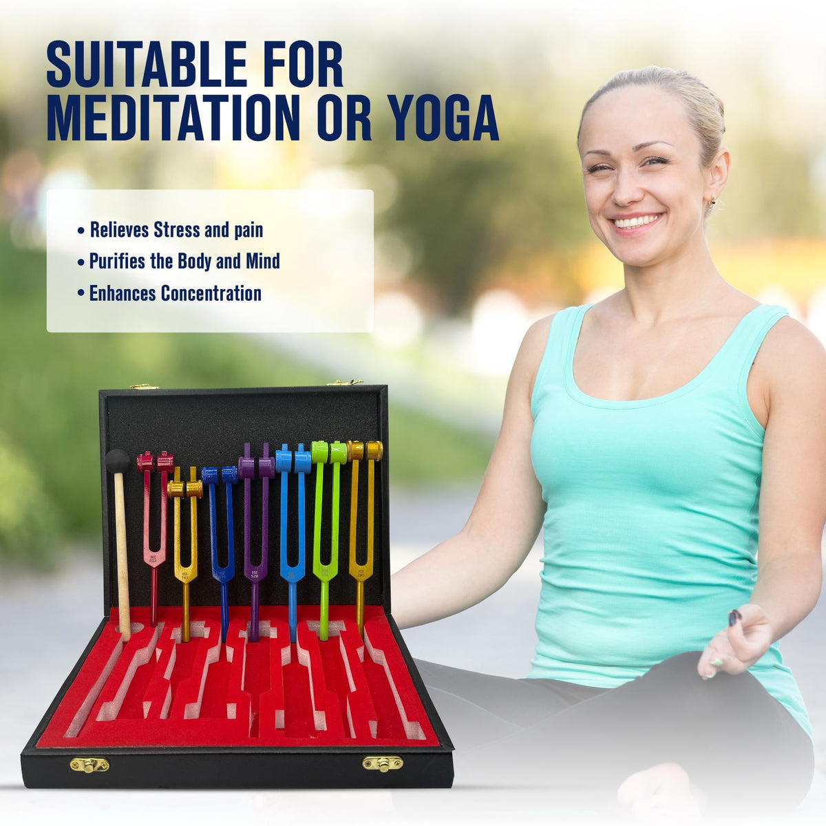 Chakra Tuning Fork Set, 7 Colour Weighted Tuning Forks – view 2