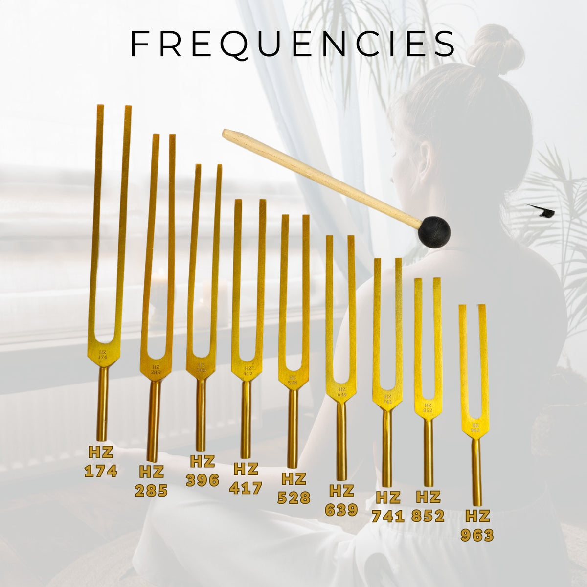 Solfeggio Chakra Tuning Fork Set of 9, Colour Weighted – view 4