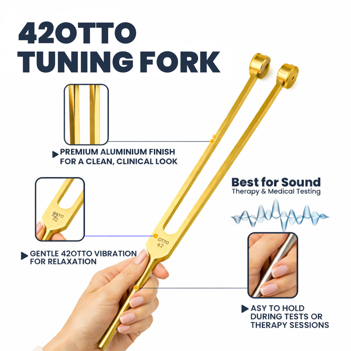 Gold 42 Hz Otto tuning fork with activator – view 4