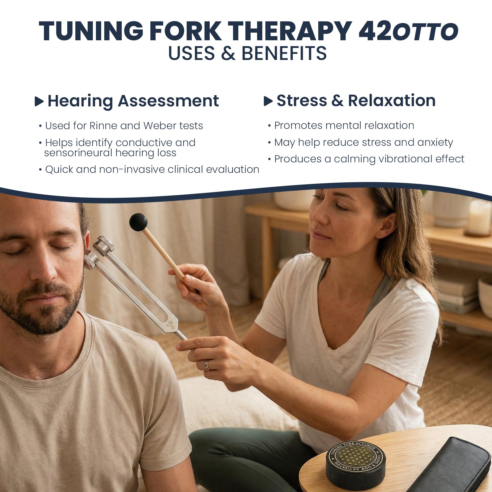 Gold 42 Hz Otto tuning fork with activator – view 8