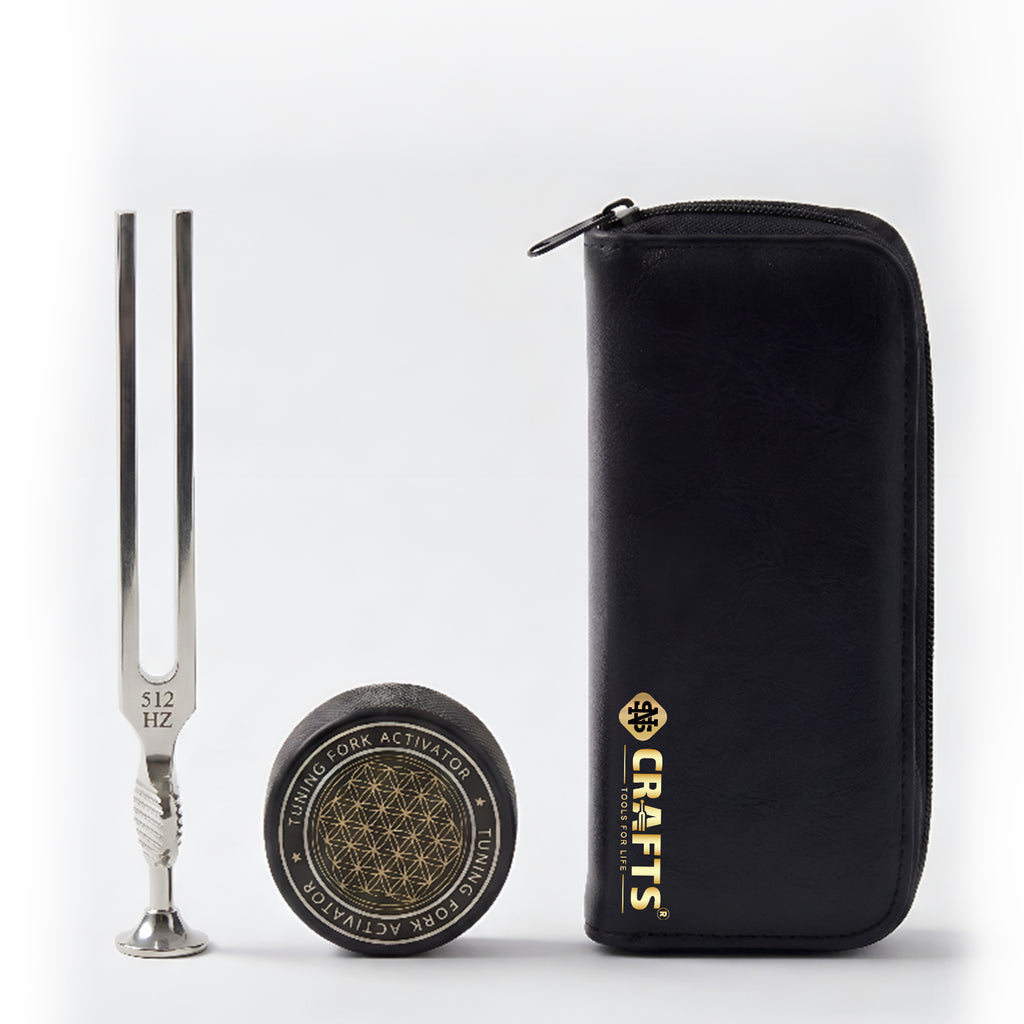 512 Hz Gardiner Brown medical tuning fork kit with reflex hammer, leather case and activator – image 1