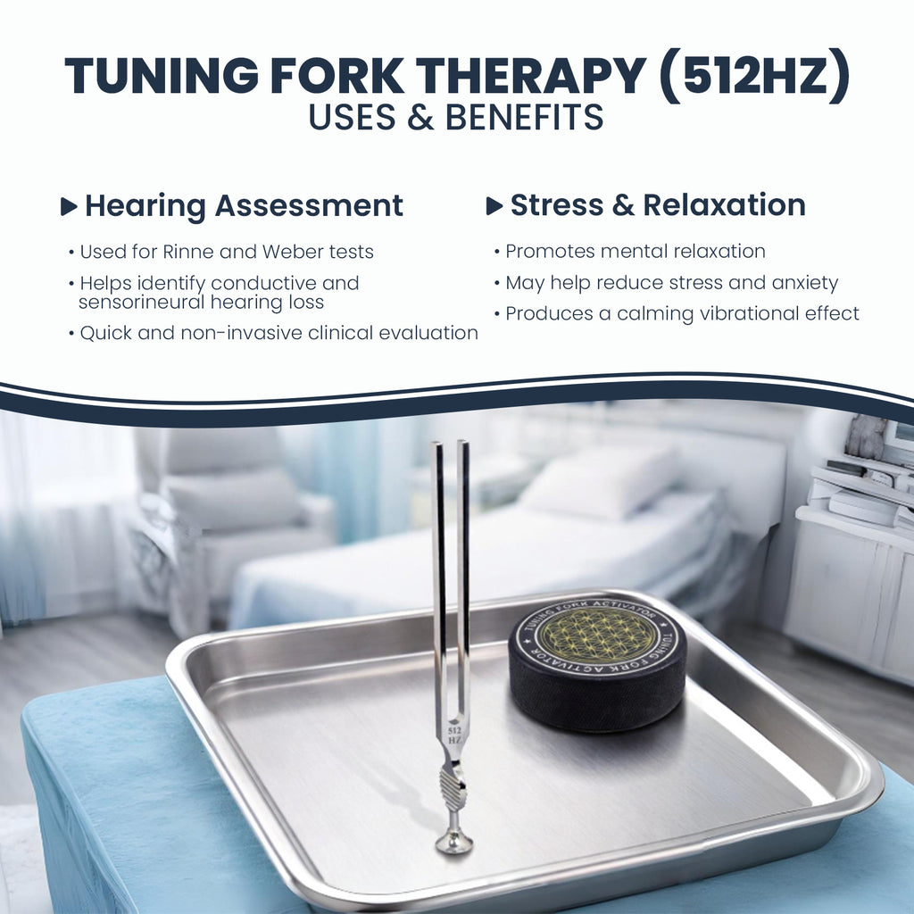 512 Hz Gardiner Brown medical tuning fork kit with reflex hammer, leather case and activator – image 5
