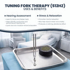 512 Hz Gardiner Brown medical tuning fork kit with reflex hammer, leather case and activator – image 5