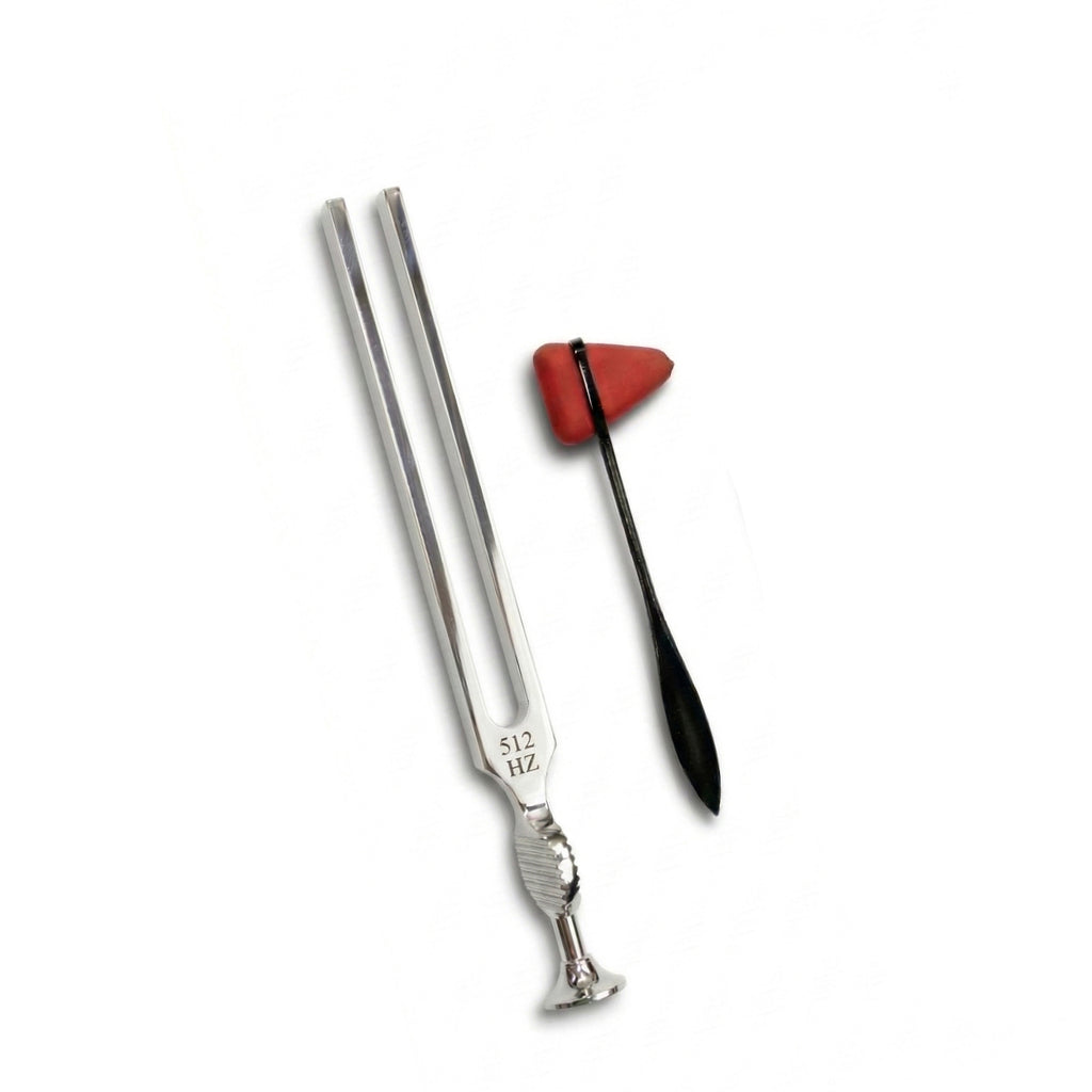 512 Hz Gardiner Brown medical tuning fork and reflex hammer kit with leather case – image 1