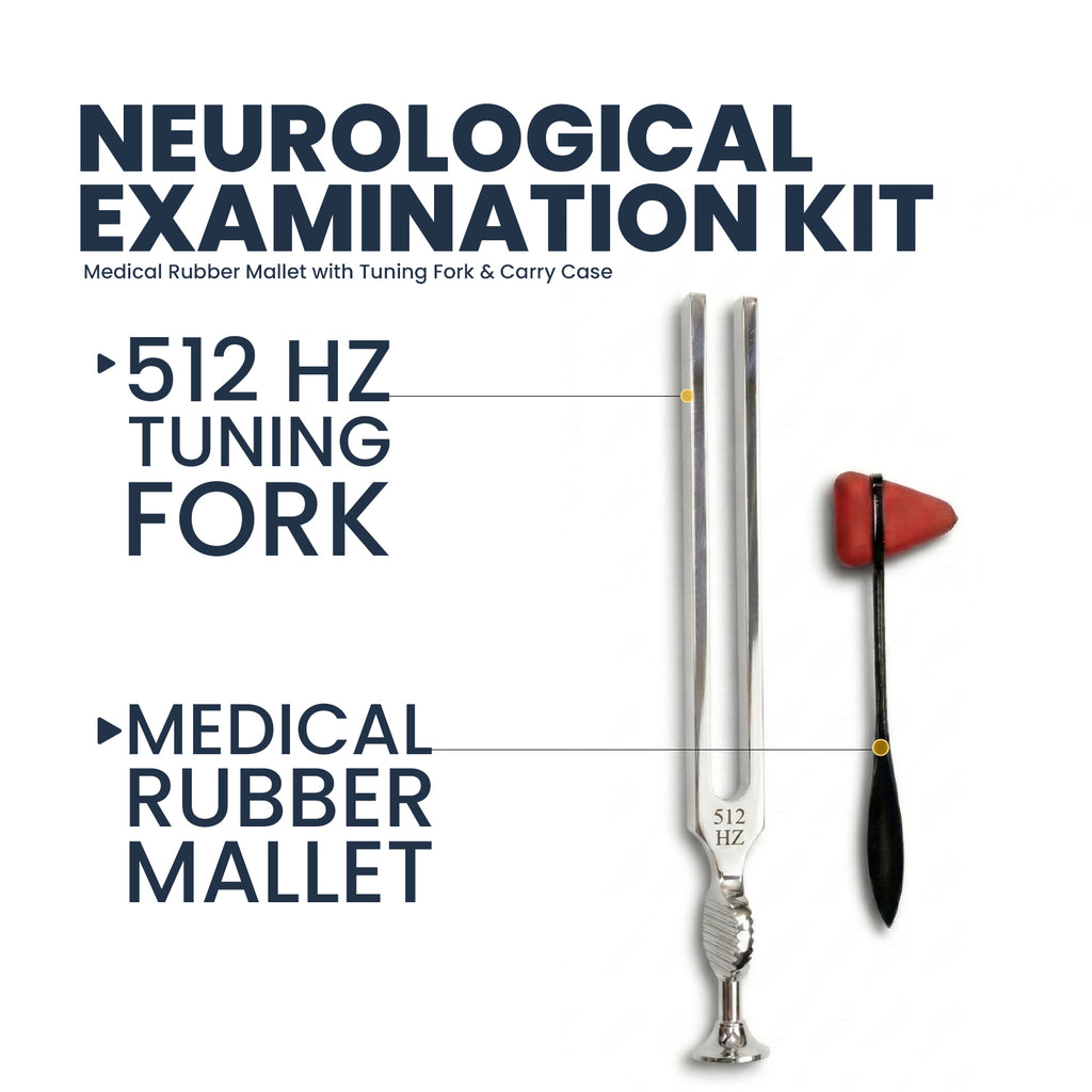 512 Hz Gardiner Brown medical tuning fork and reflex hammer kit with leather case – image 2