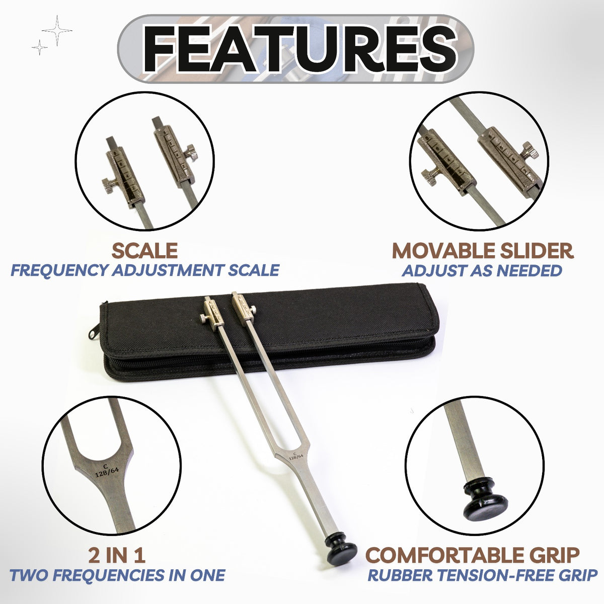 64 Hz and 128 Hz tuning fork for vibration sense testing
