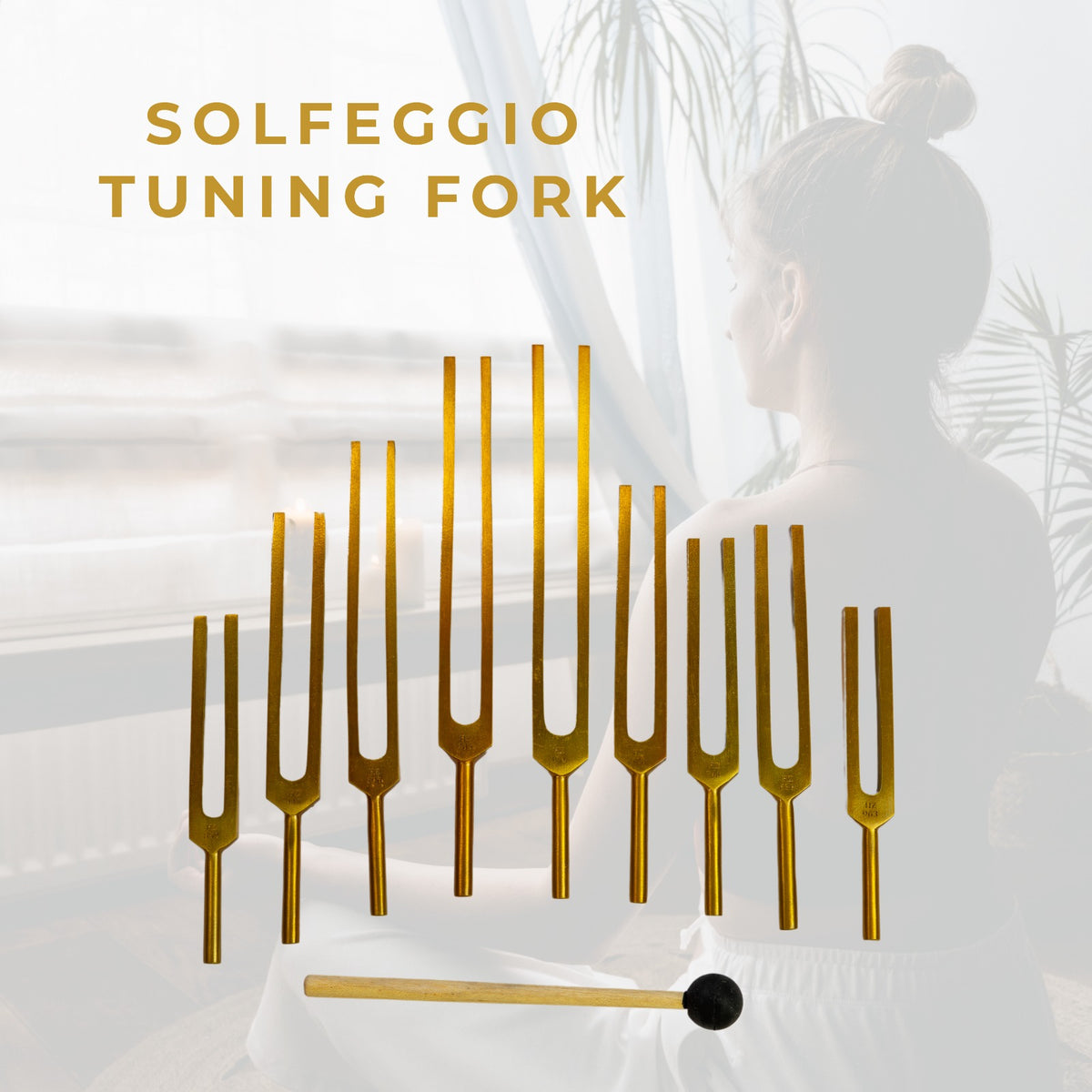 Solfeggio Chakra Tuning Fork Set of 9, Colour Weighted