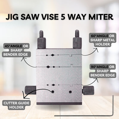 Small-scale miter tool jig saw vise 5 ways
