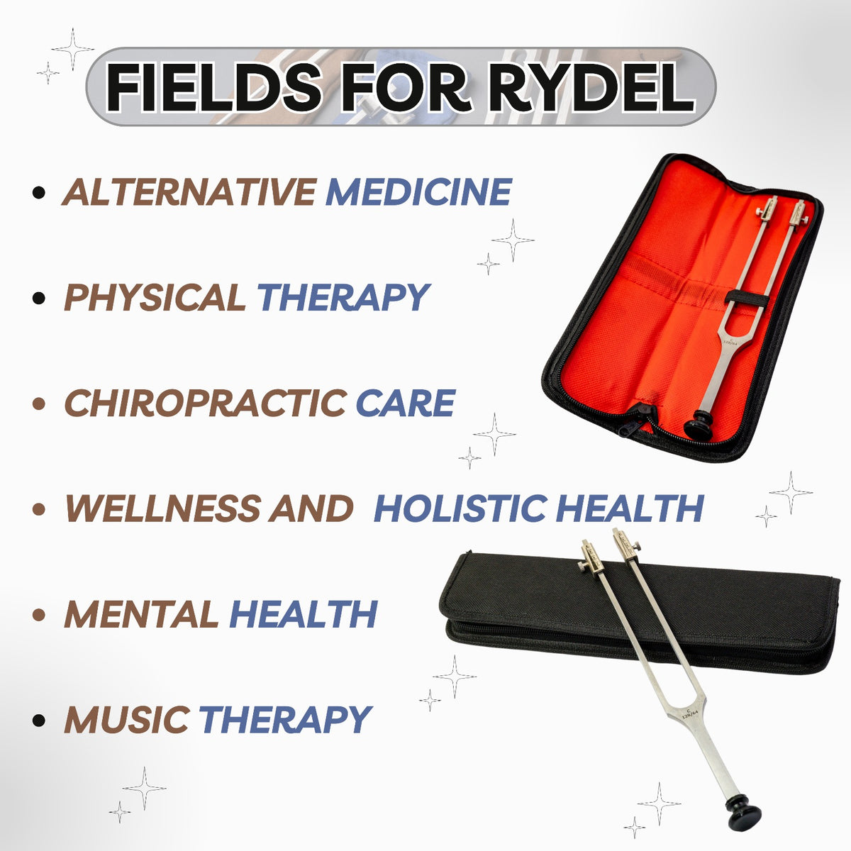 Rydel-Seiffer style tuning fork with dampers