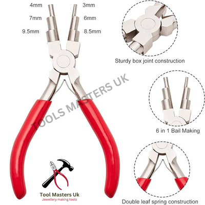 6-in-1 Versatile Pliers for Wire Looping, Forming, Bail Shaping, and Jump Ring Crafting