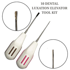 Tooth Extraction Kit Dental 10 Luxating Elevators Surgical Periotome Set Case