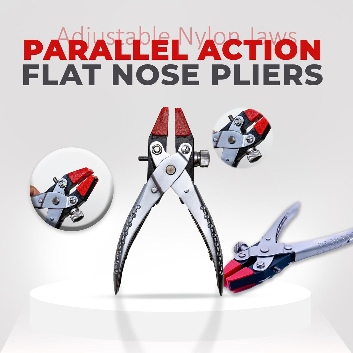 14cm adjustable flat nose pliers with nylon jaws for jewelry and watchmaking.

