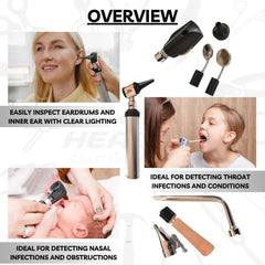 Professional ENT Diagnostic Set with LED Light - Ophthalmoscope, Otoscope - CE