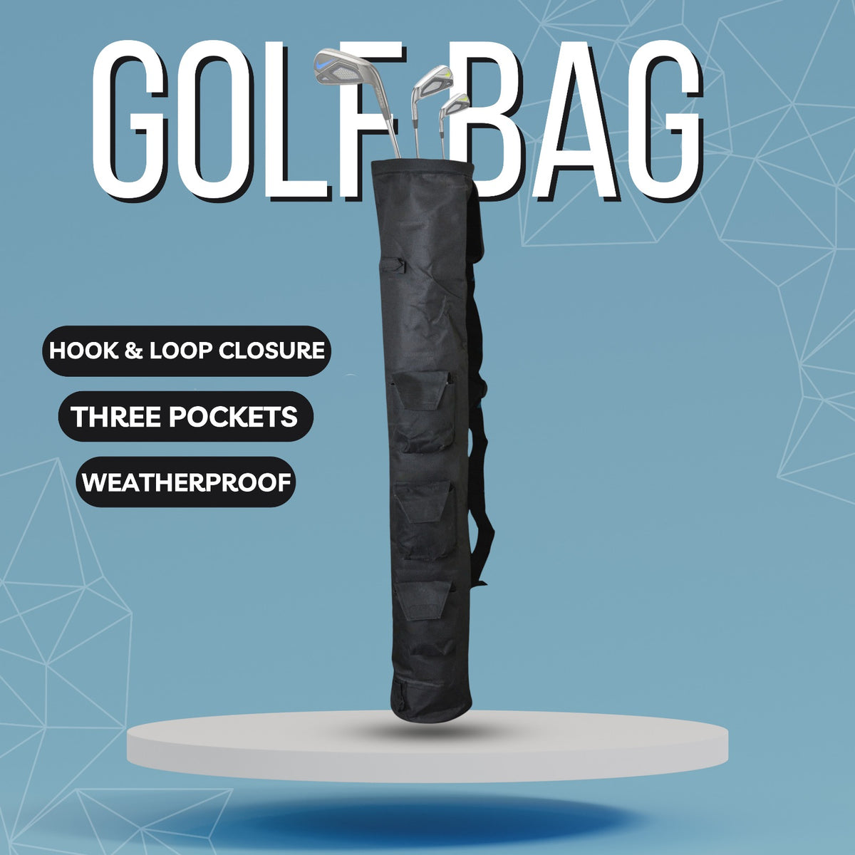Lightweight Golf Club Bag - 34" Tall with 5" Deep Club Compartment & Three Accessory Pockets