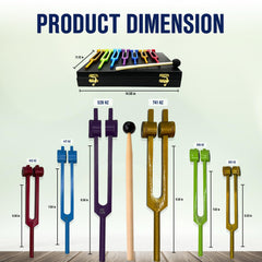 Chakra Tuning Fork Set for Healing, 7 PCS Color Weighted Tuning Forks