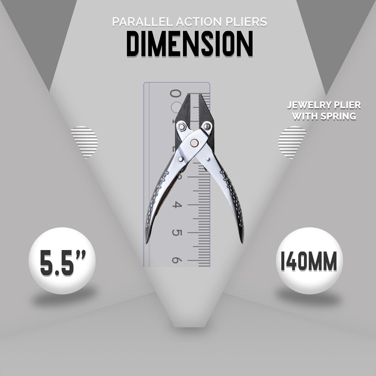 140mm Parallel Action Flat Nose Pliers with Smooth Jaws - 5.5" Jewelry Tool with Spring