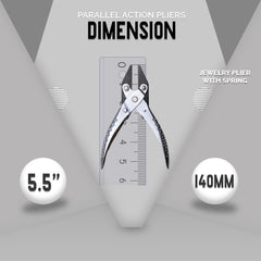 140mm Parallel Action Flat Nose Pliers with Smooth Jaws - 5.5" Jewelry Tool with Spring