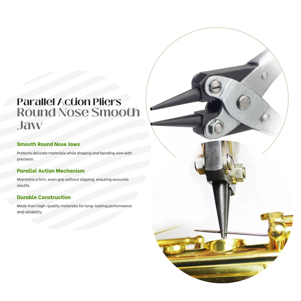 Bending and shaping pliers set with parallel action grip for jewelry making.

