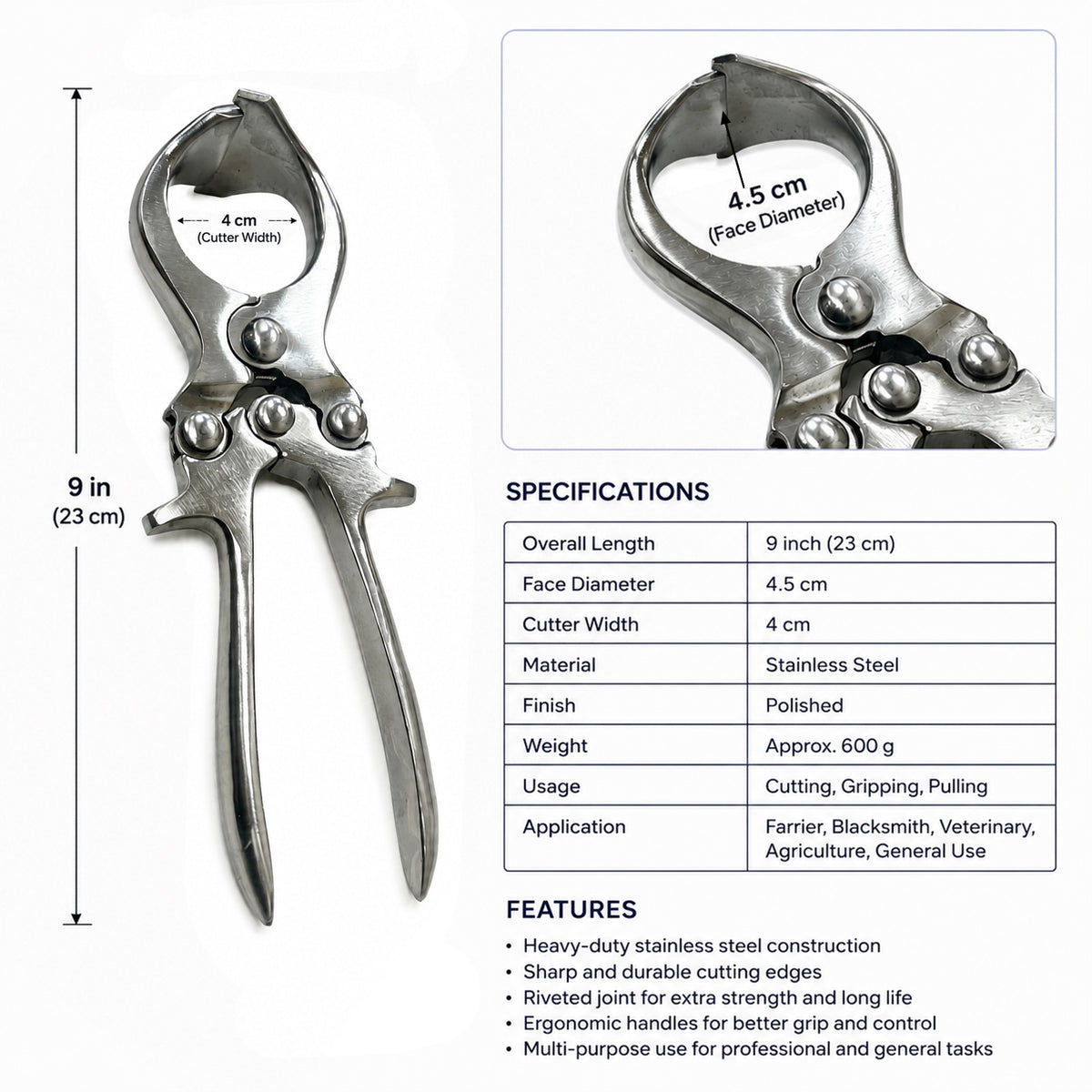 Small 23cm castration forceps – view 5