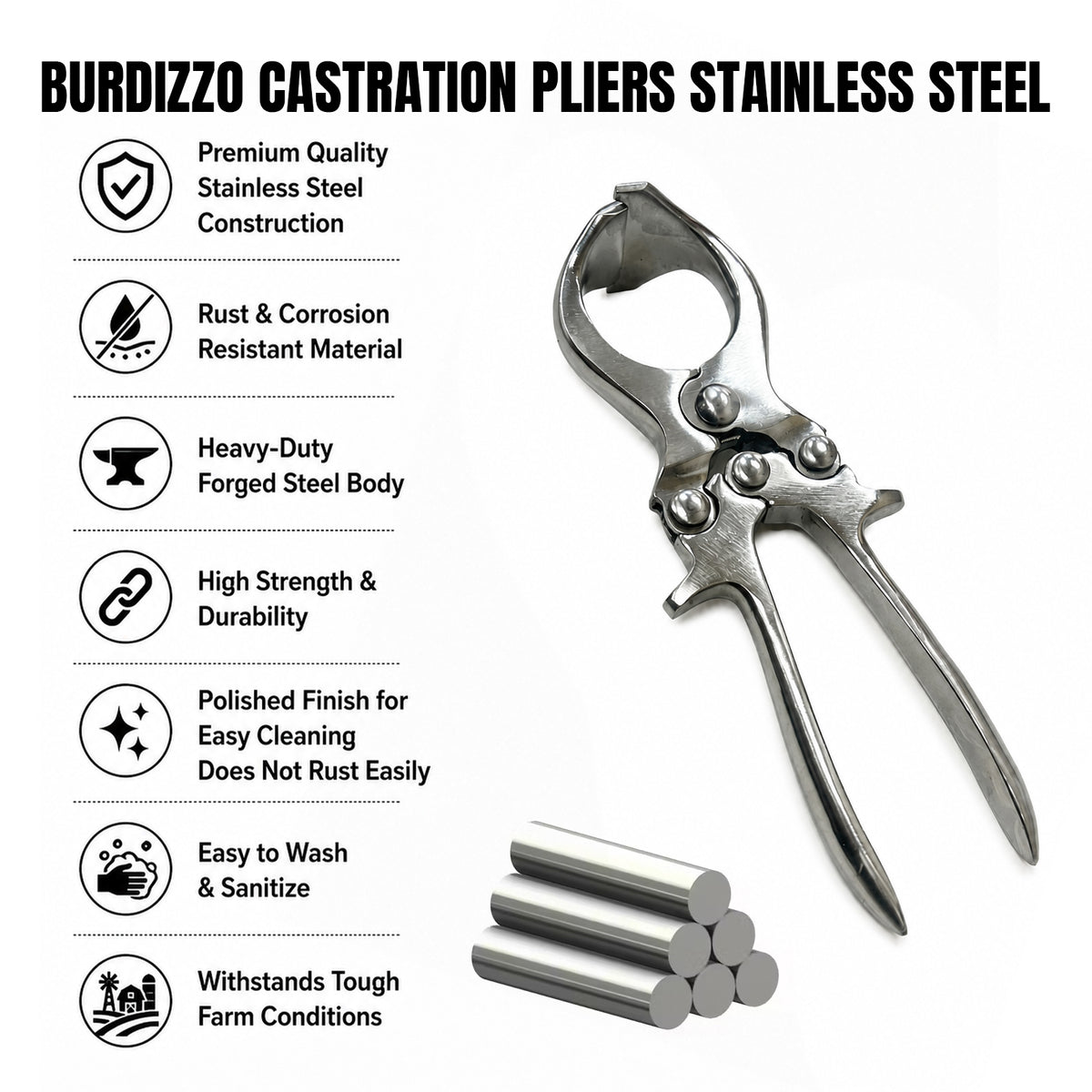 Small 23cm castration forceps – view 7