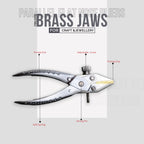 Parallel action flat nose pliers with brass-lined jaws for jewelry making.

