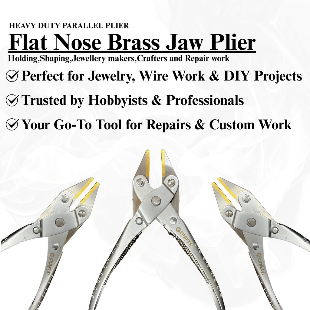 Craft tool flat nose pliers with parallel action and brass jaws, 140mm.


