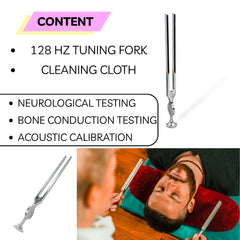 128Hz Medical Grade Tuning Fork Brushed Steel Healing Rinne Hearing Test Tool