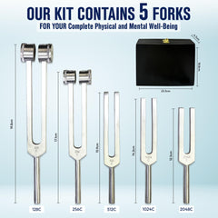 5-Piece Medical Tuning Fork Set - ENT Diagnostic Tools Made from Quality Aluminium