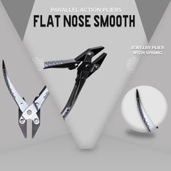 140mm Parallel Action Flat Nose Pliers with Smooth Jaws - 5.5" Jewelry Tool with Spring