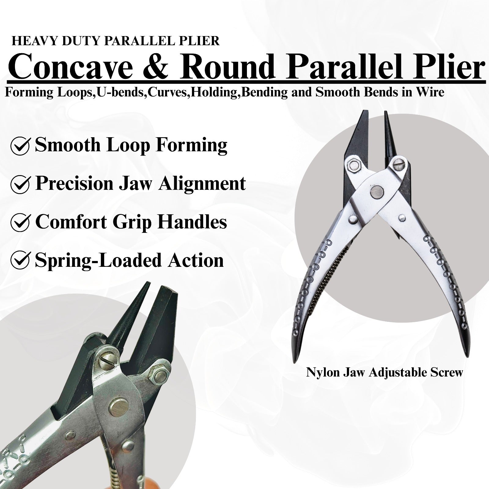 Jewelry making setup featuring round nose pliers

