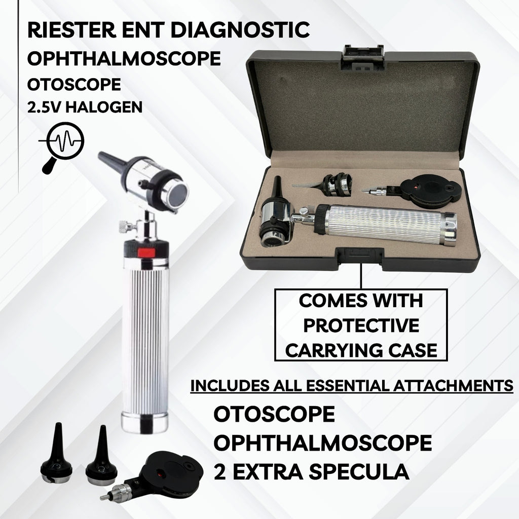 Riester ENT Diagnostic Set Otoscope Ophthalmoscope 2.5V Halogen Light