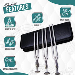 Gardiner Brown Tuning Fork set of 3, 128, 256, 512 Hz Brushed Steel healing & Medical
