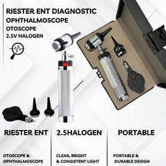 Riester ENT Diagnostic Set Otoscope Ophthalmoscope 2.5V Halogen Light medical tool