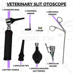 Pro Veterinary Diagnostic Kit - Slit Otoscope for Animal Ear Exams, ENT, Forceps