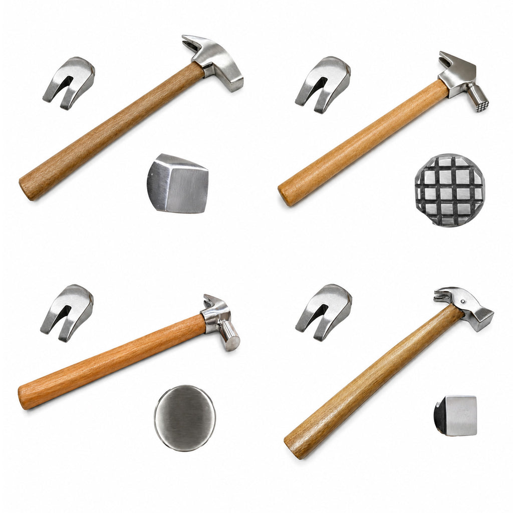 Set of four 12 inch farrier hammers with wooden handles