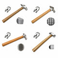Set of four 12 inch farrier hammers with wooden handles