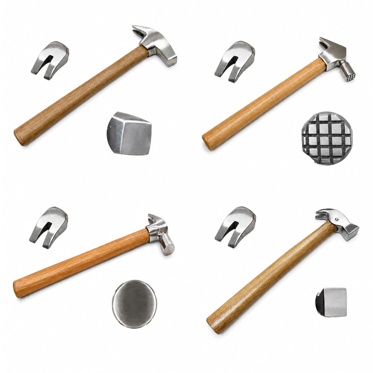 Set of four 12 inch farrier hammers with wooden handles