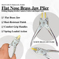 Flat nose plier with brass jaws and parallel action, 140mm for jewelry making.

