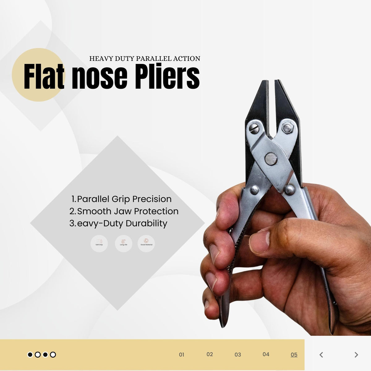 Forming pliers with concave and convex jaws for bracelet shaping.


